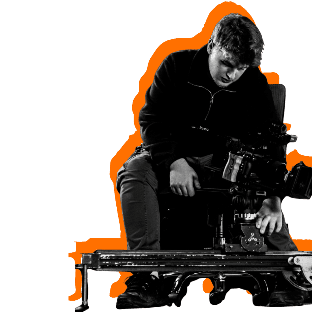 Cut-off camera dolly outline graphic